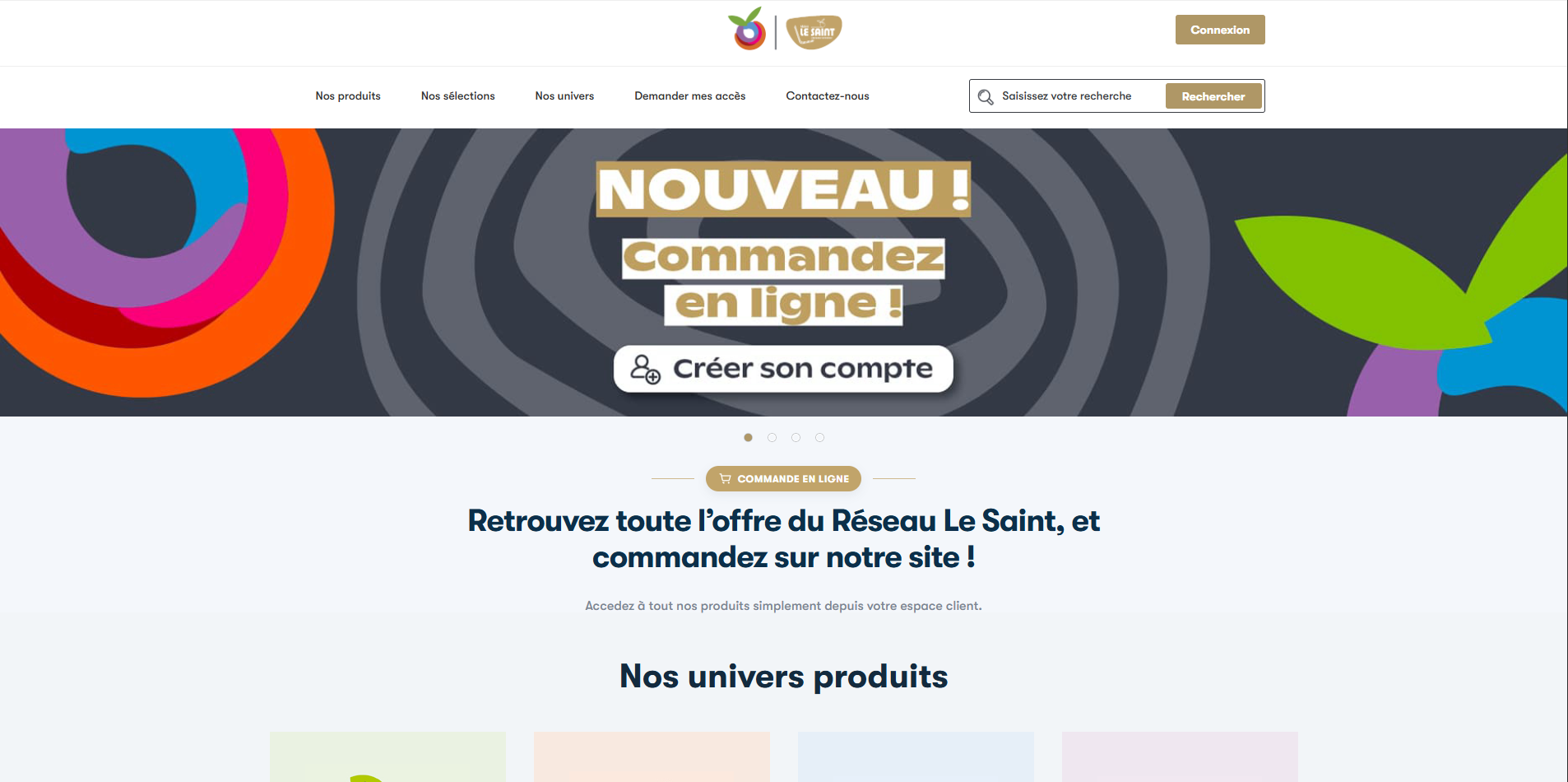 sreen homepage stie de commande